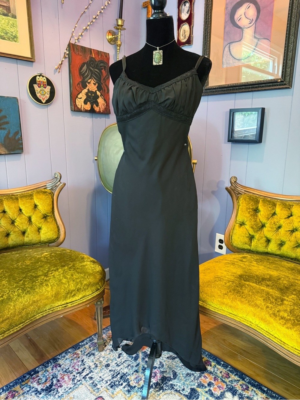 Vintage Y2K Charlotte Russe Whimsigoth Goth Witchy asymmetrical Dress Size XS